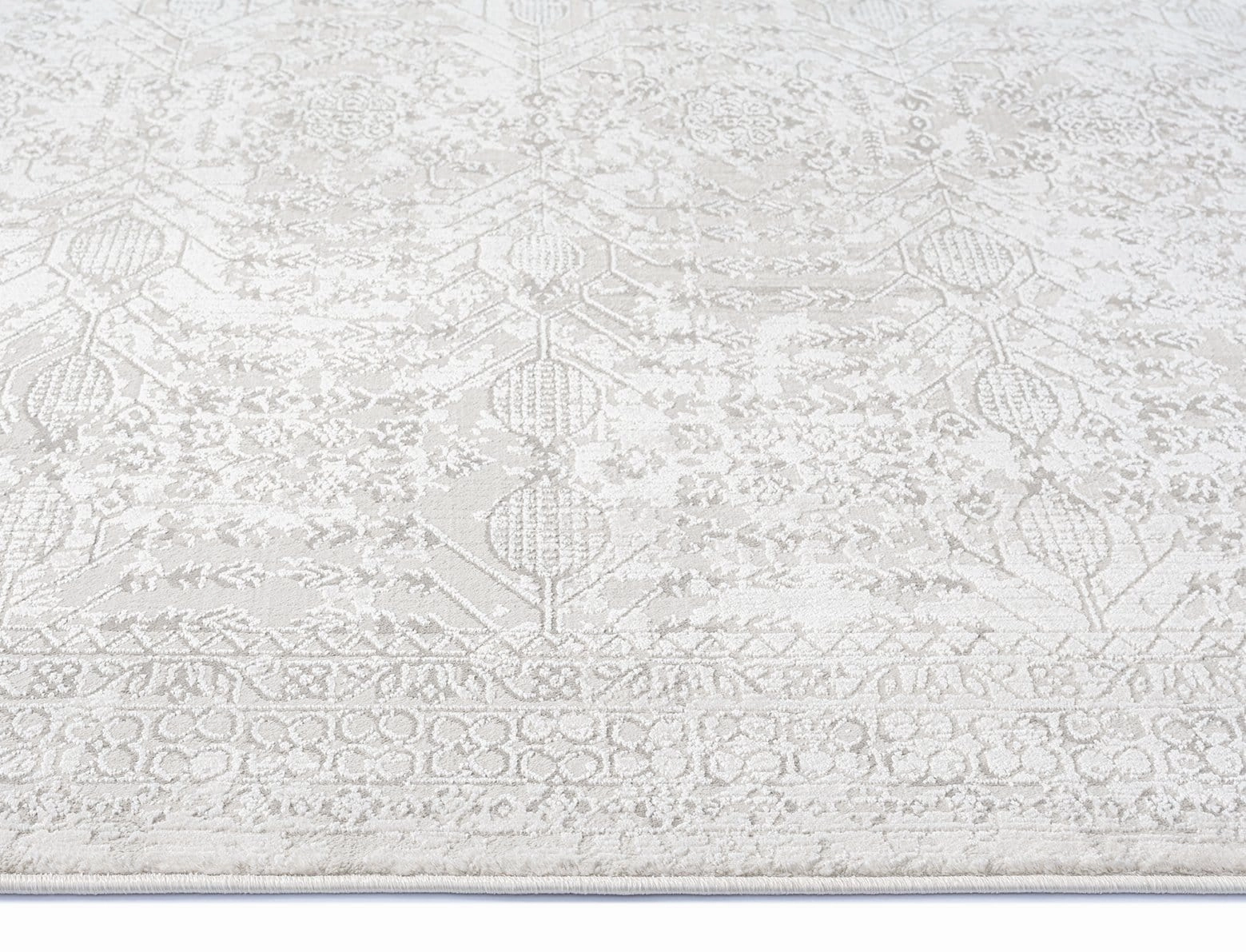 Wilamina Grey and Ivory Distressed Floral Rug