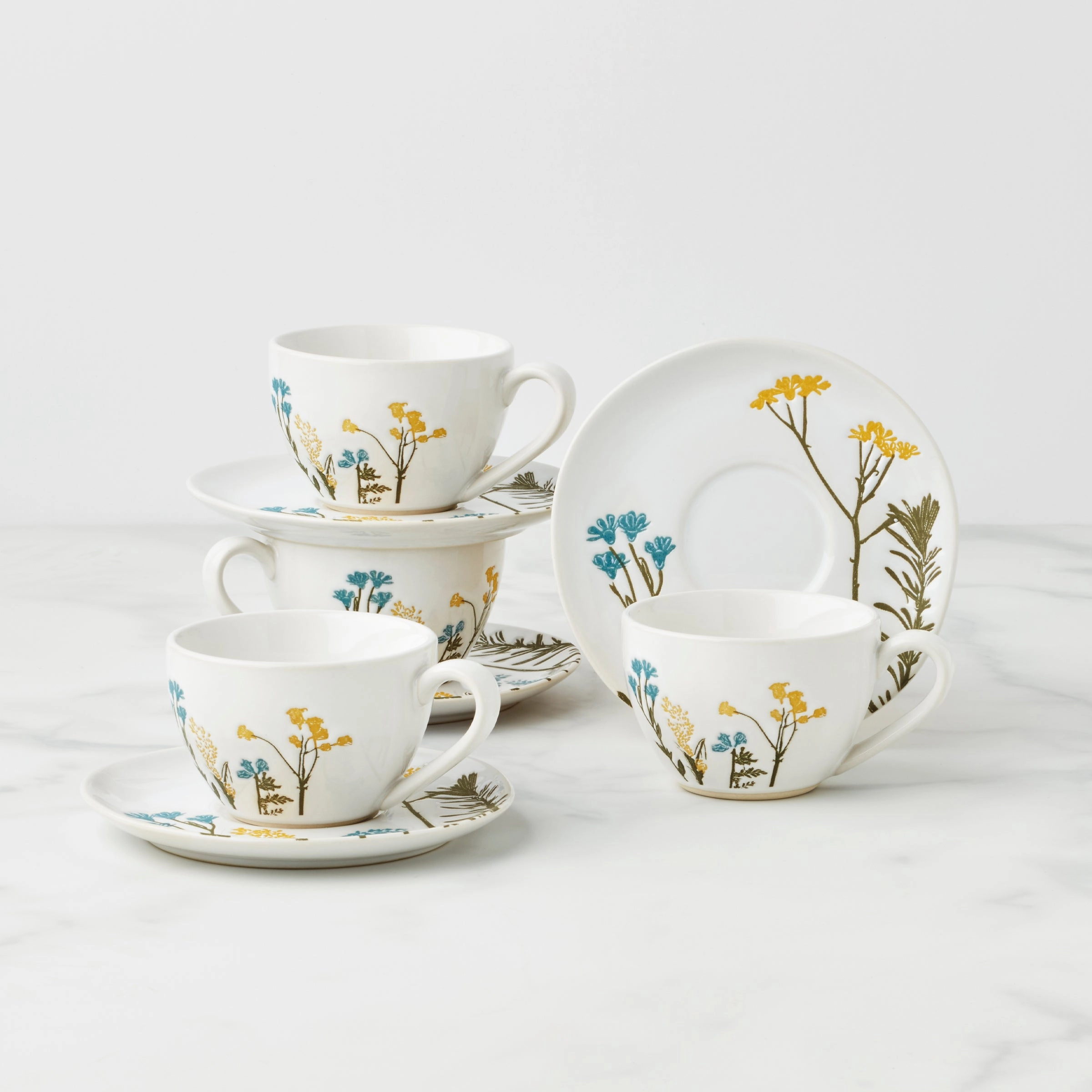 Wildflowers 8-Piece Espresso Cups & Saucers Setmodern kitchen decor ,kitchen dinner set ,dinnerware 