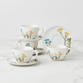 Wildflowers 8-Piece Espresso Cups & Saucers Setmodern kitchen decor ,kitchen dinner set ,dinnerware 