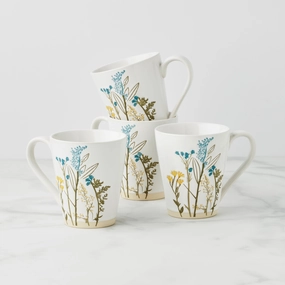 Wildflowers Mugs - Set of 4modern kitchen decor ,kitchen dinner set ,dinnerware 