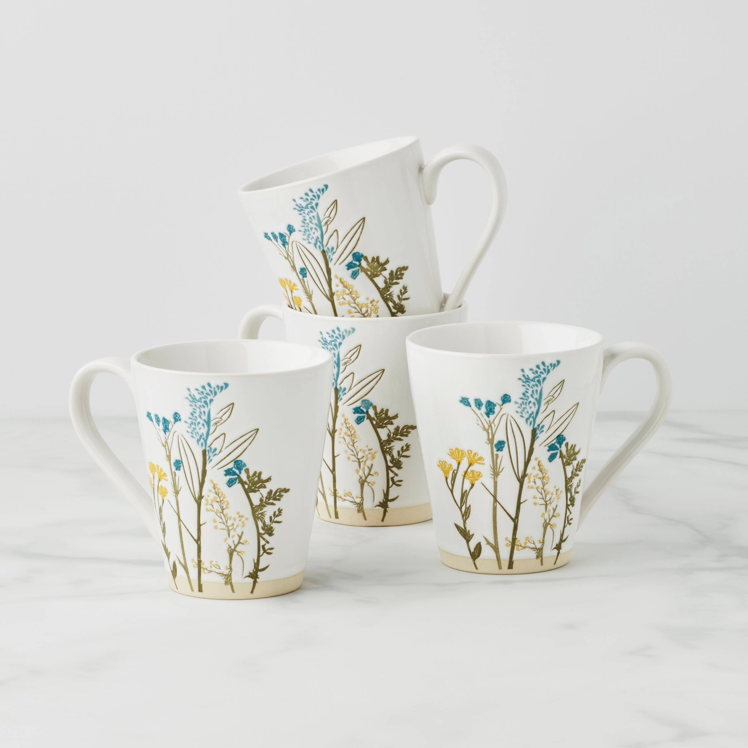 Wildflowers Mugs - Set of 4modern kitchen decor ,kitchen dinner set ,dinnerware 