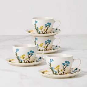 Wildflowers Tea Cup & Saucer - Set of 4modern kitchen decor ,kitchen dinner set ,dinnerware 