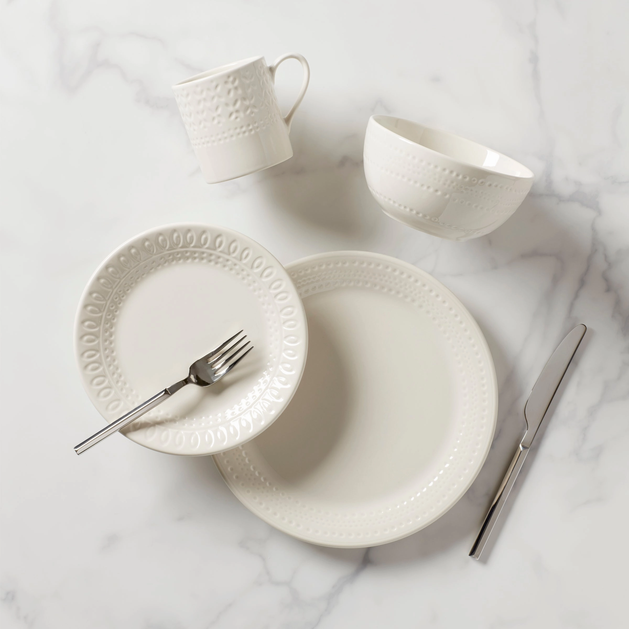 Willow Drive Cream 4-Piece Place Settingmodern kitchen decor ,kitchen dinner set ,dinnerware 