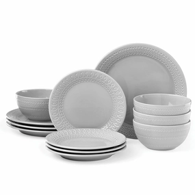 Willow Drive Grey 12-Piece Dinnerware Setmodern kitchen decor ,kitchen dinner set ,dinnerware 