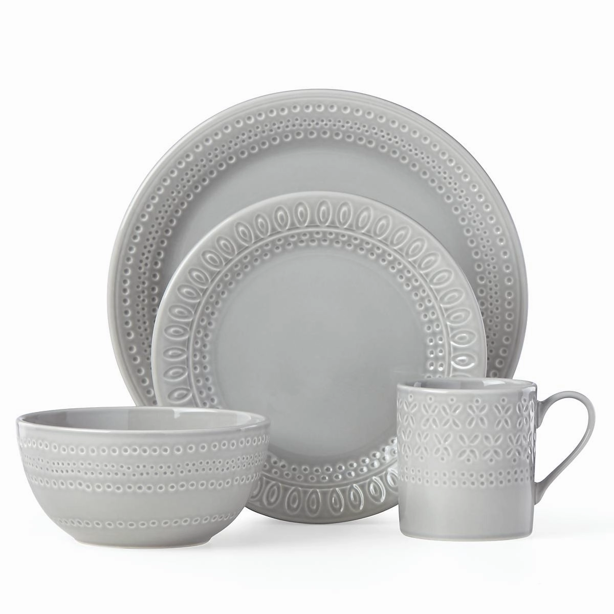 Willow Drive Grey 4-Piece Place Settingmodern kitchen decor ,kitchen dinner set ,dinnerware 
