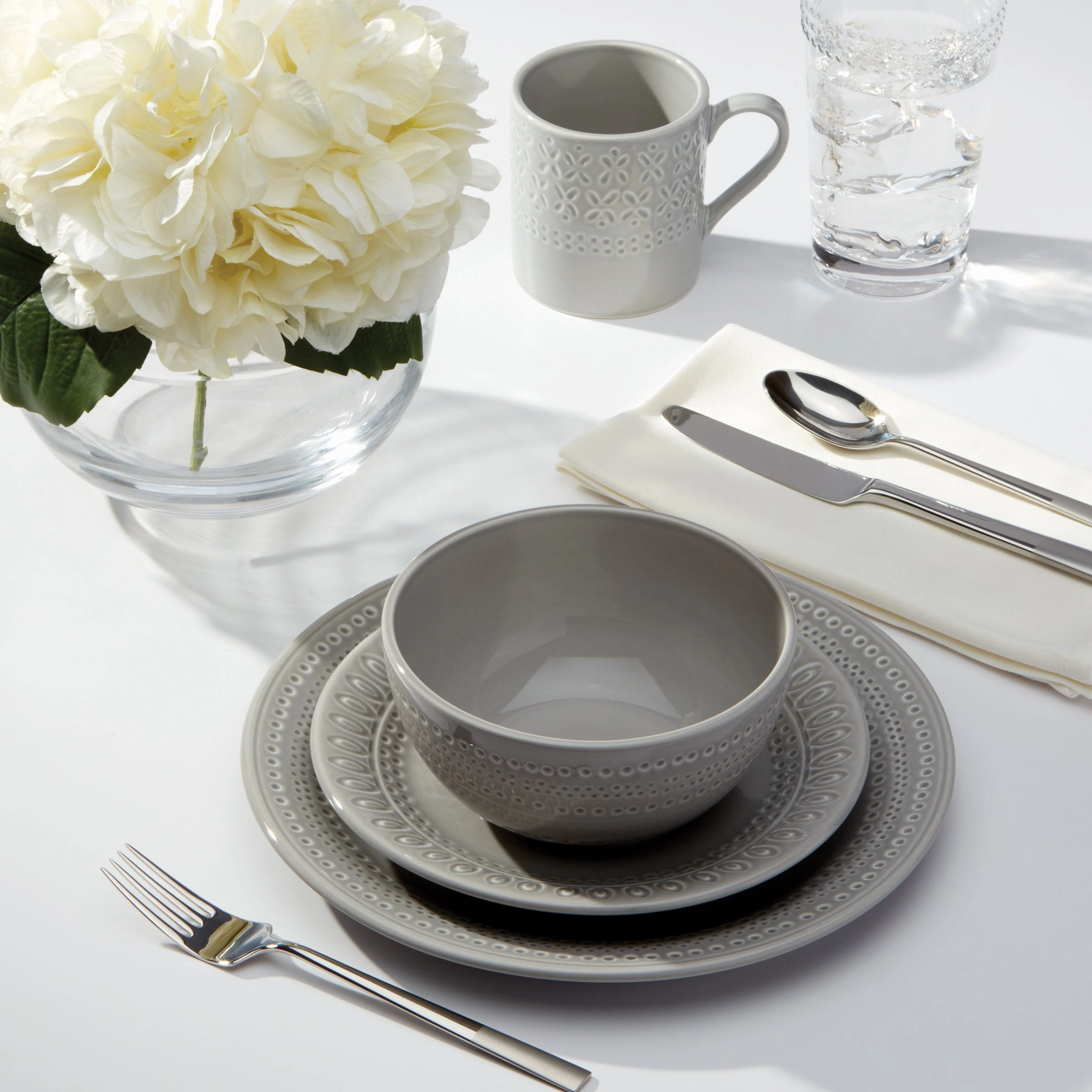 Willow Drive Grey 4-Piece Place Setting