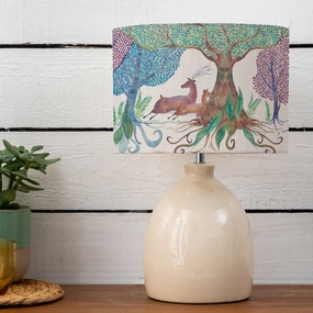 Willow Woods Eva & Leura Complete Table Lamp Cream/Linenreplacement lampshade,White Linen Drum Lampshade for Table or Floor Lamp