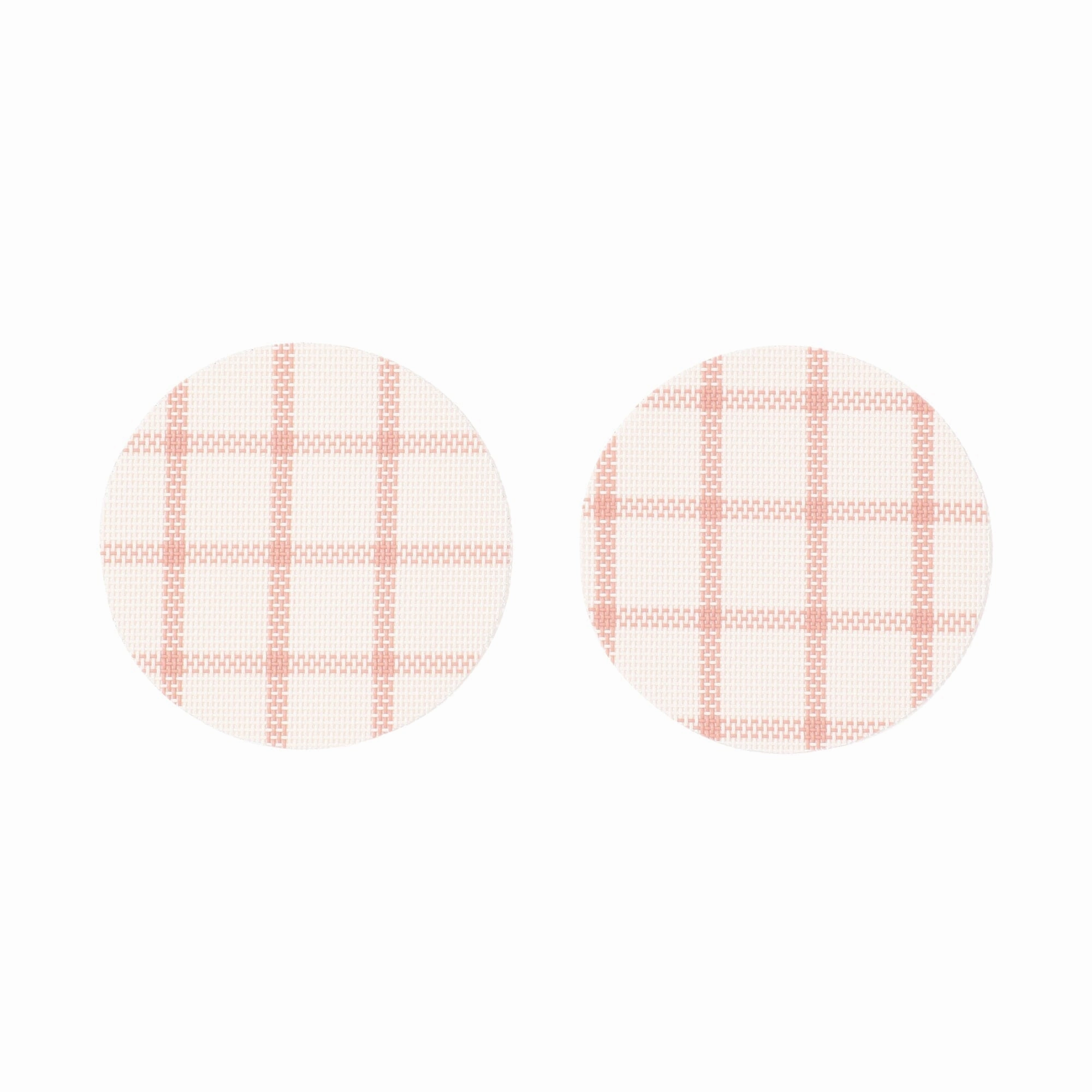 Windowpane Check Coaster Set Of 2 Pinkwaterproof oil-proof tablecloth