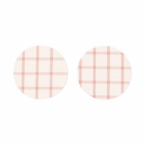 Windowpane Check Coaster Set Of 2 Pinkwaterproof oil-proof tablecloth