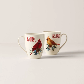 Winter Greeting 2-Piece Mr & Mrs Mug Setglass cups ,personalized mugs 