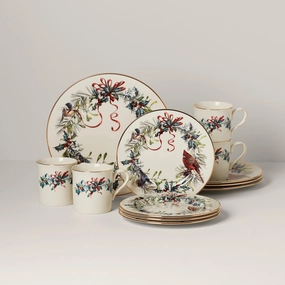 Winter Greetings 12-Piece Dinnerware Setmodern kitchen decor ,kitchen dinner set ,dinnerware 