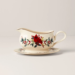Winter Greetings Gravy Boat & Standmodern kitchen decor ,kitchen dinner set ,dinnerware 