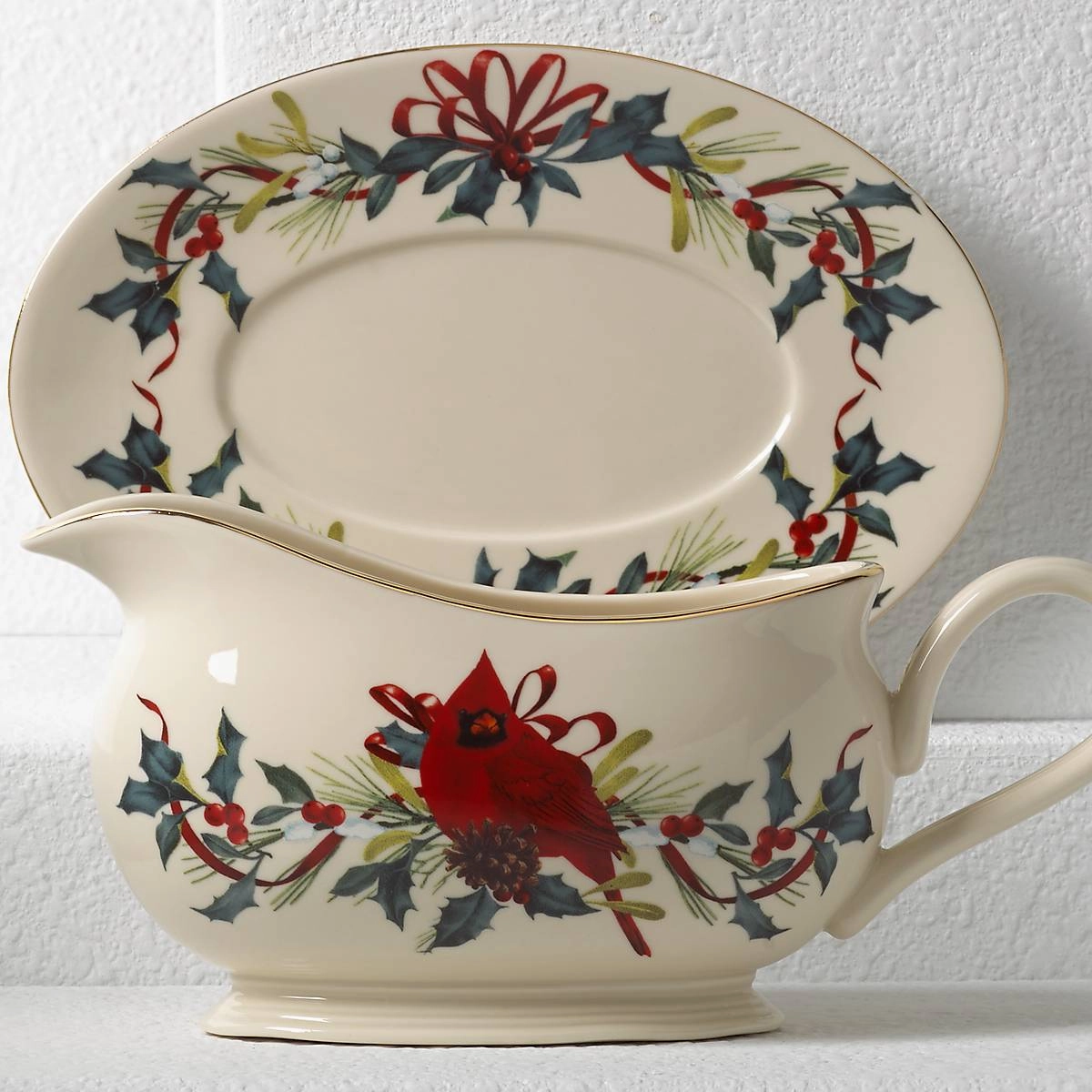 Winter Greetings Gravy Boat & Stand