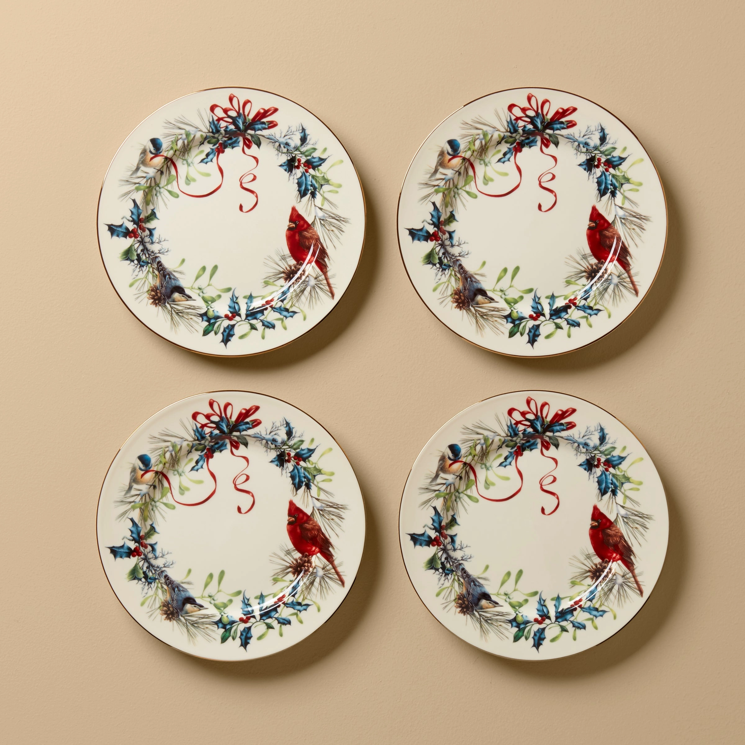 Winter Greetings Salad Plates - Set of 4modern kitchen decor ,kitchen dinner set ,dinnerware 