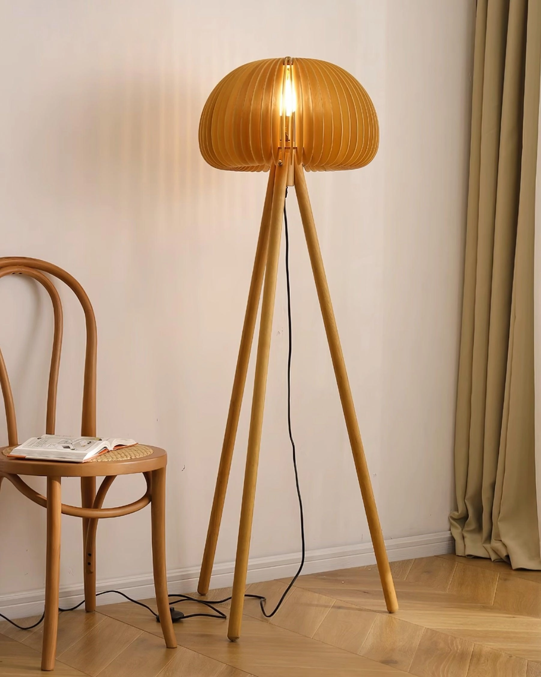 Wooden Pumpkin Floor Lamp