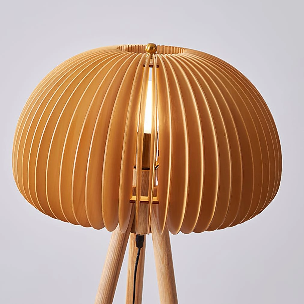 Wooden Pumpkin Floor Lamp