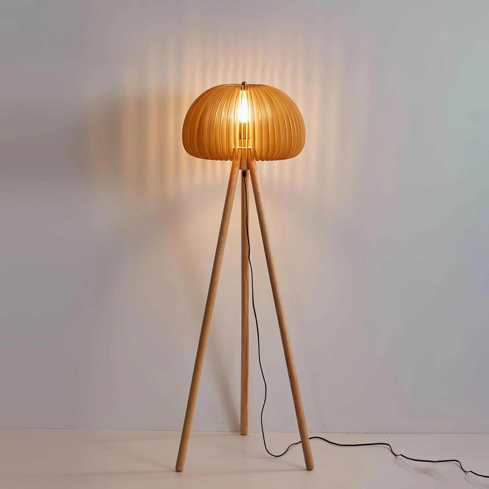 Wooden Pumpkin Floor Lamp