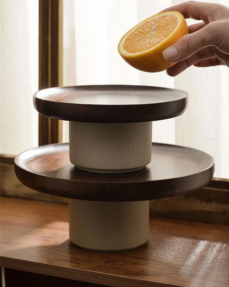 Wooden Rustic Round Cake Stand - Large