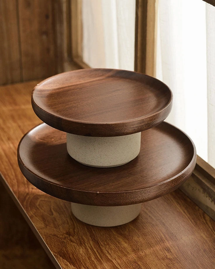 Wooden Rustic Round Cake Stand - Large