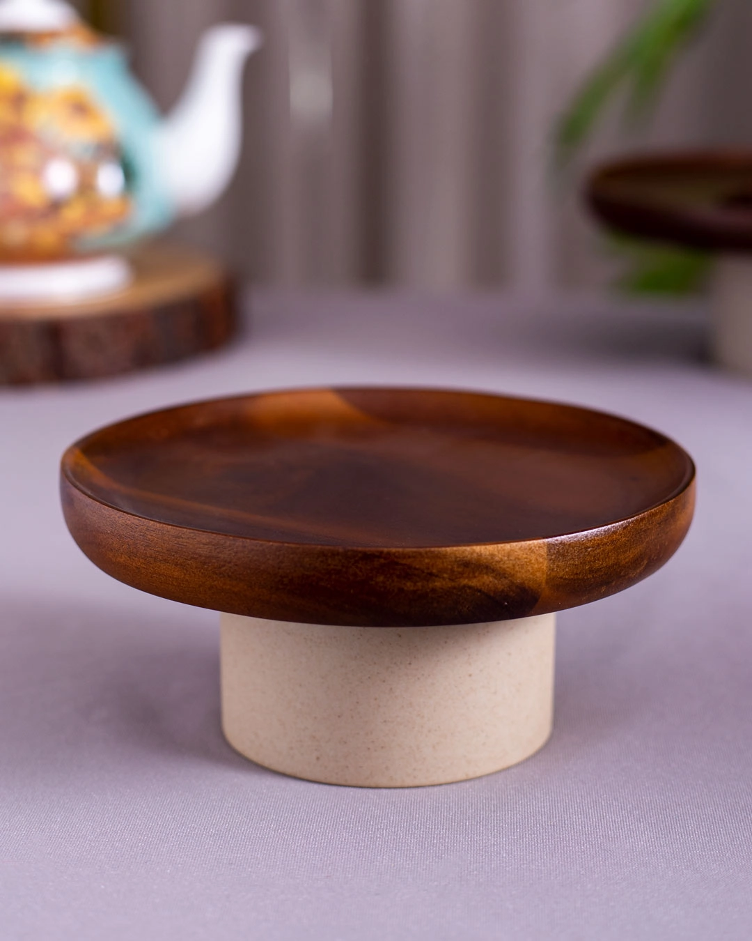 Wooden Rustic Round Cake Stand - Large