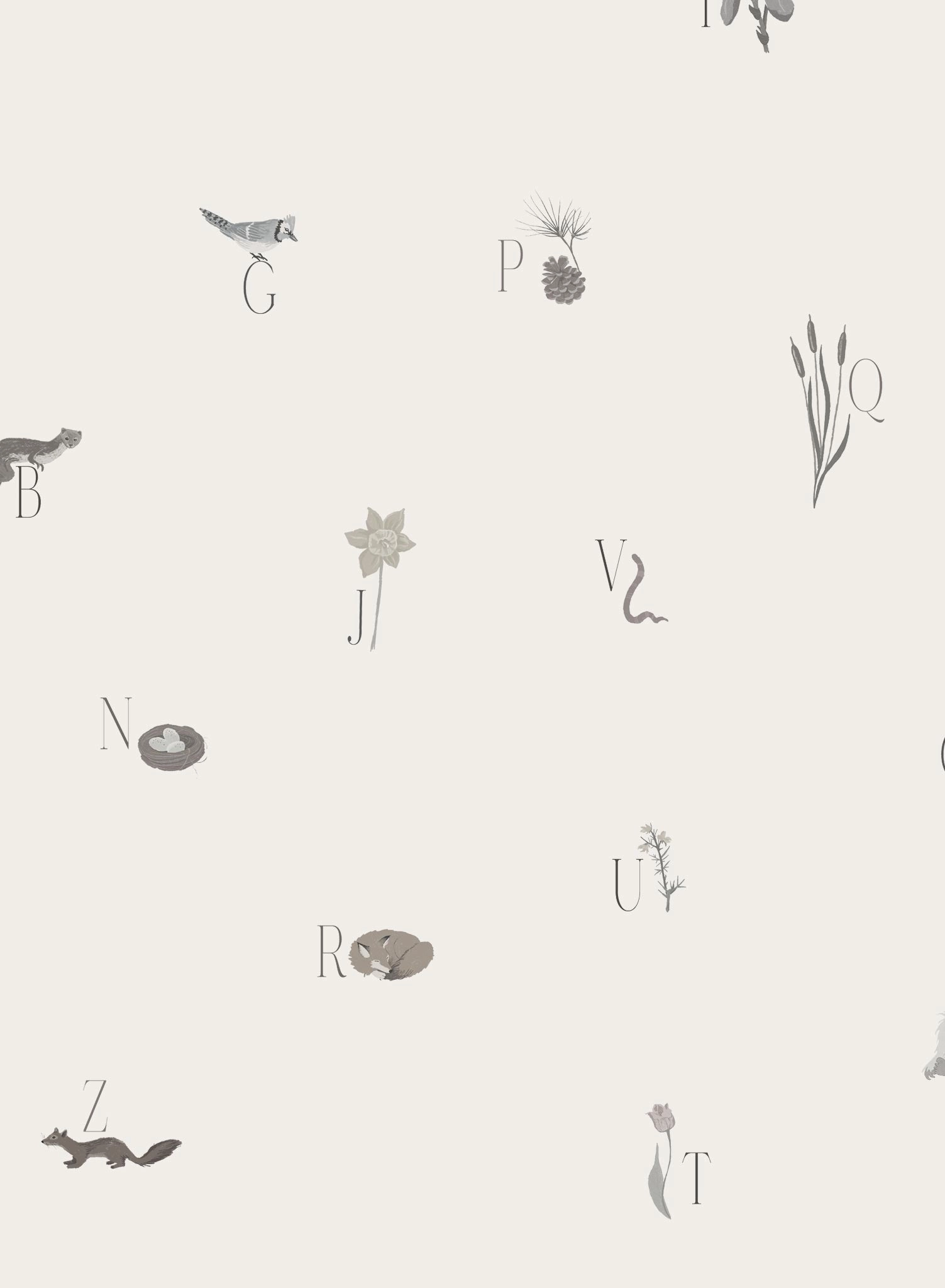Woodland Lesson in French, Wallpapernordic minimalist wallpaper