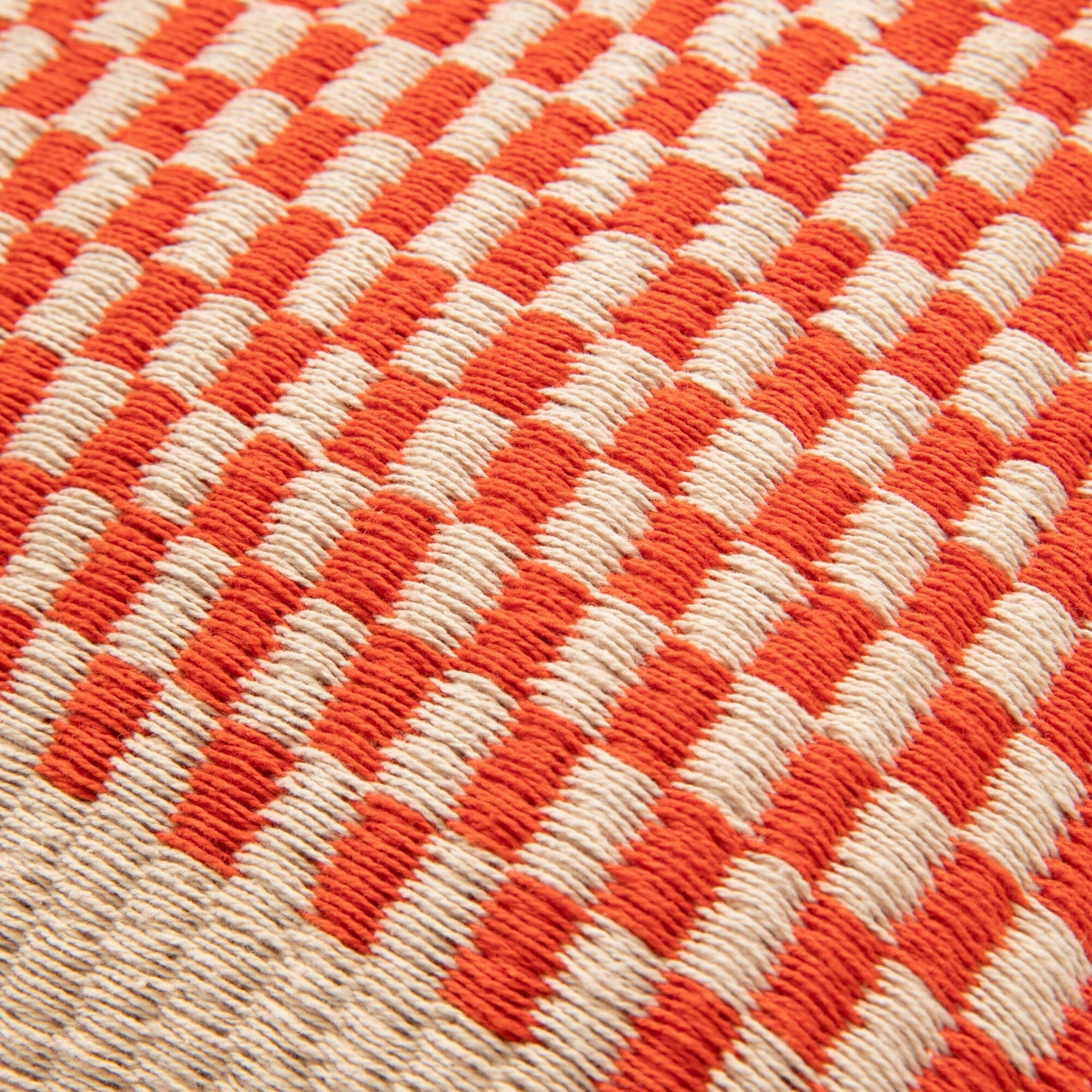 Woven Check Cushion Cover 450 x 450  Beige x Orange