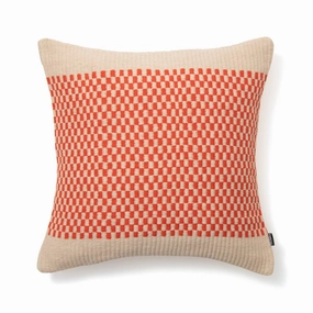 Woven Check Cushion Cover 450 x 450  Beige x Orangebedding sets ,throw blankets 