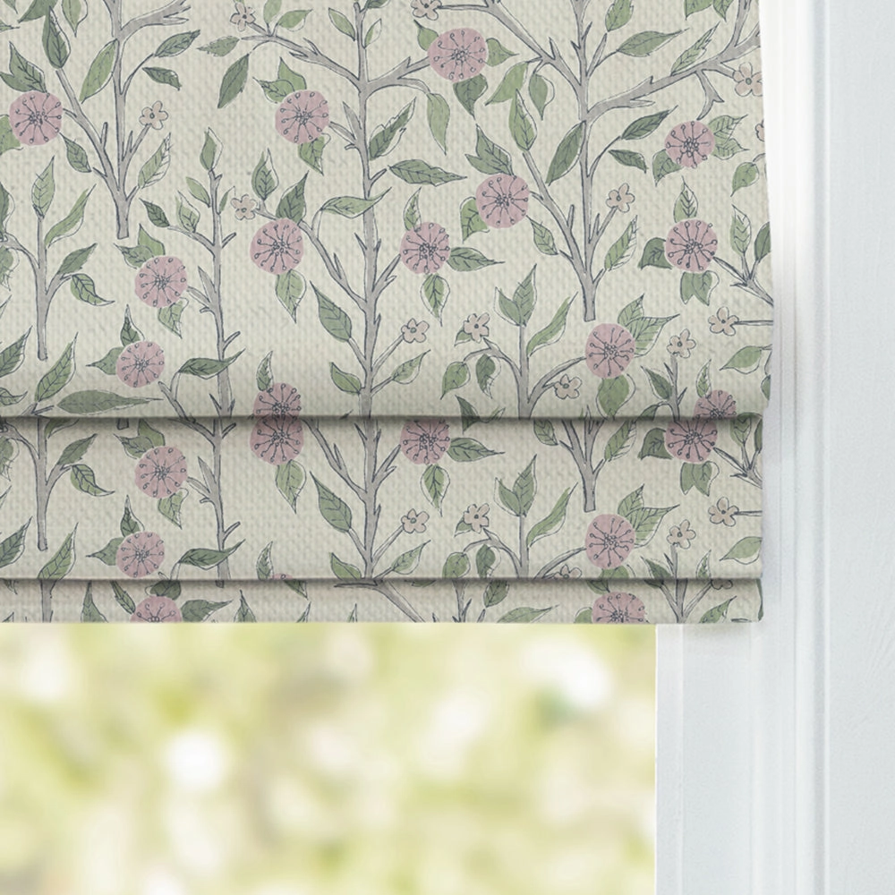 Yamuna Printed Cotton Made to Measure Roman Blinds Blush