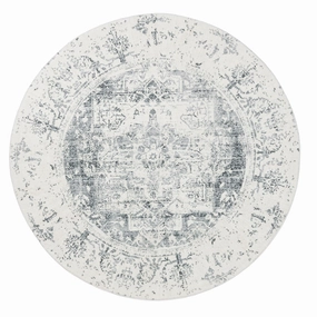 Yelina Cream and Grey Distressed Washable Round Rugmodern color block patchwork rug
