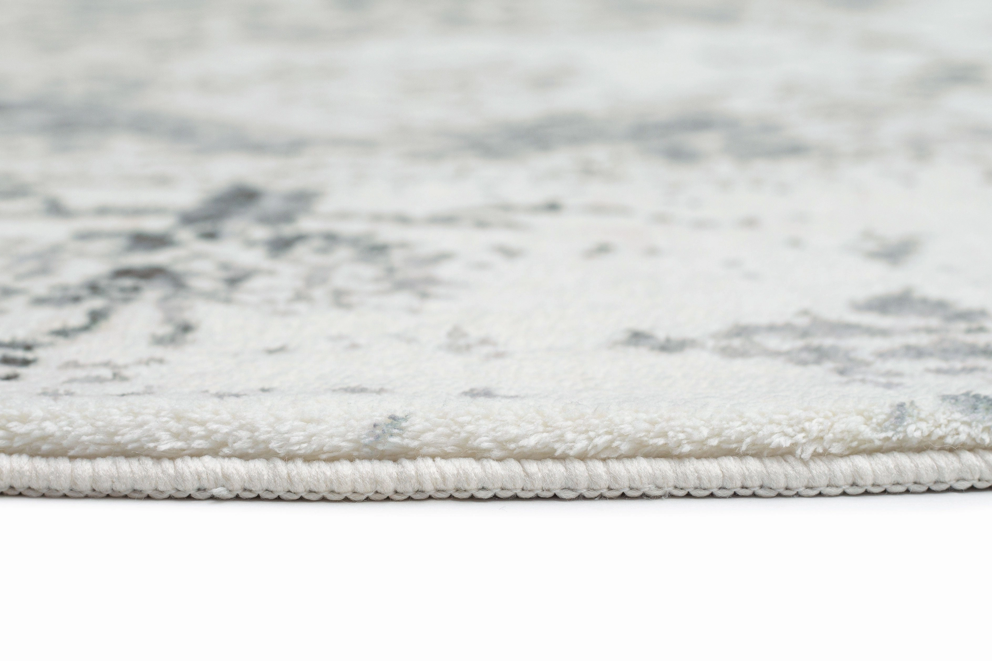 Yelina Cream and Grey Distressed Washable Round Rug