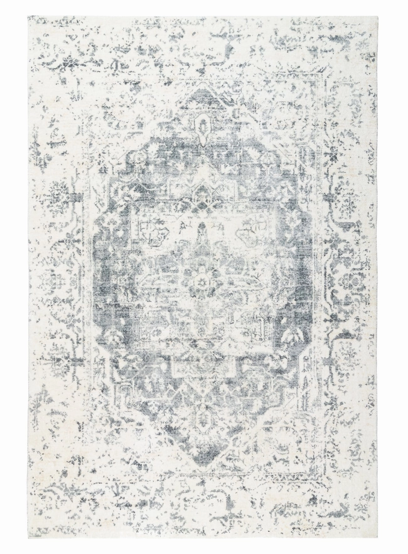 Yelina Cream and Grey Distressed Washable Rugmodern color block patchwork rug