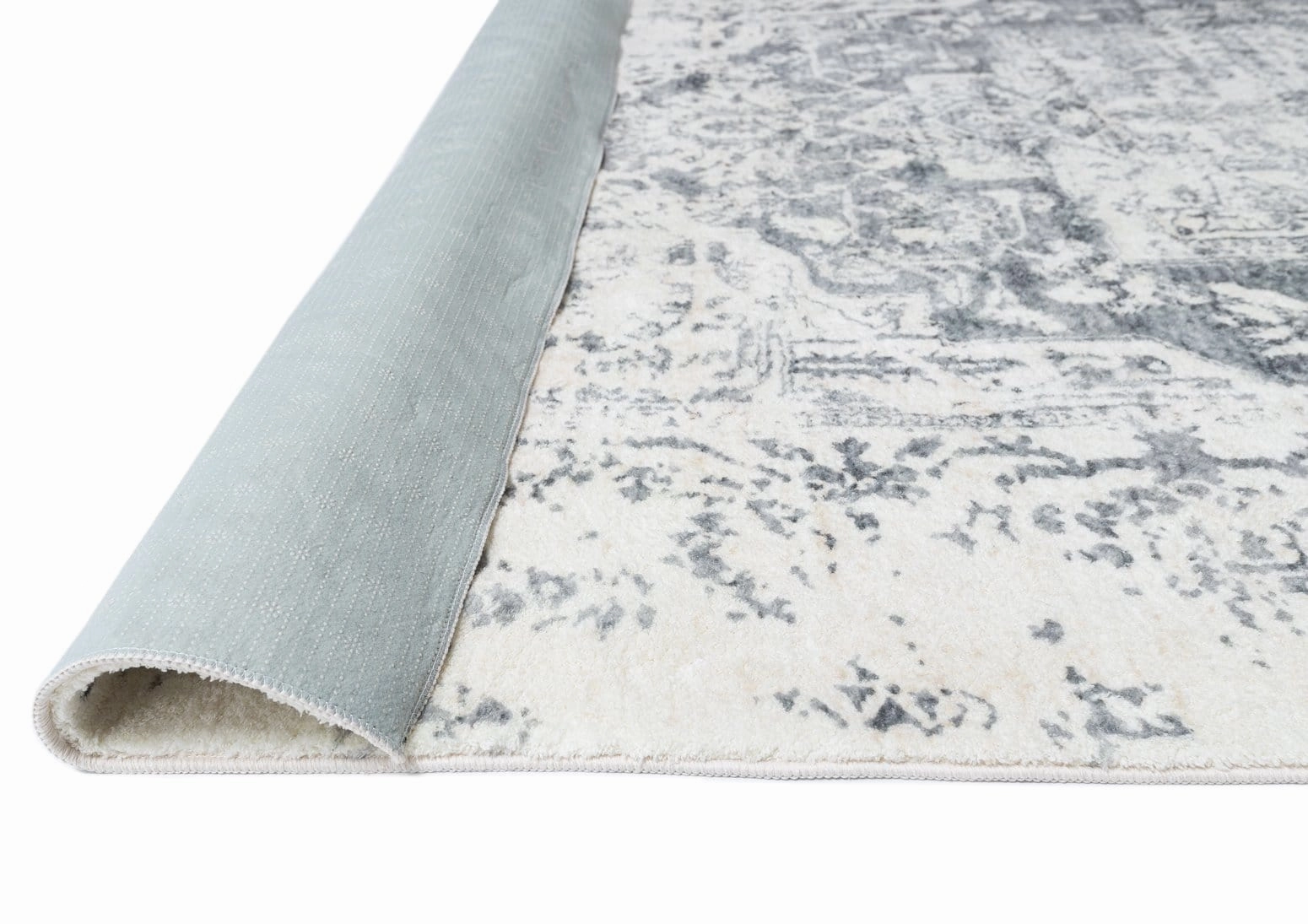 Yelina Cream and Grey Distressed Washable Rug