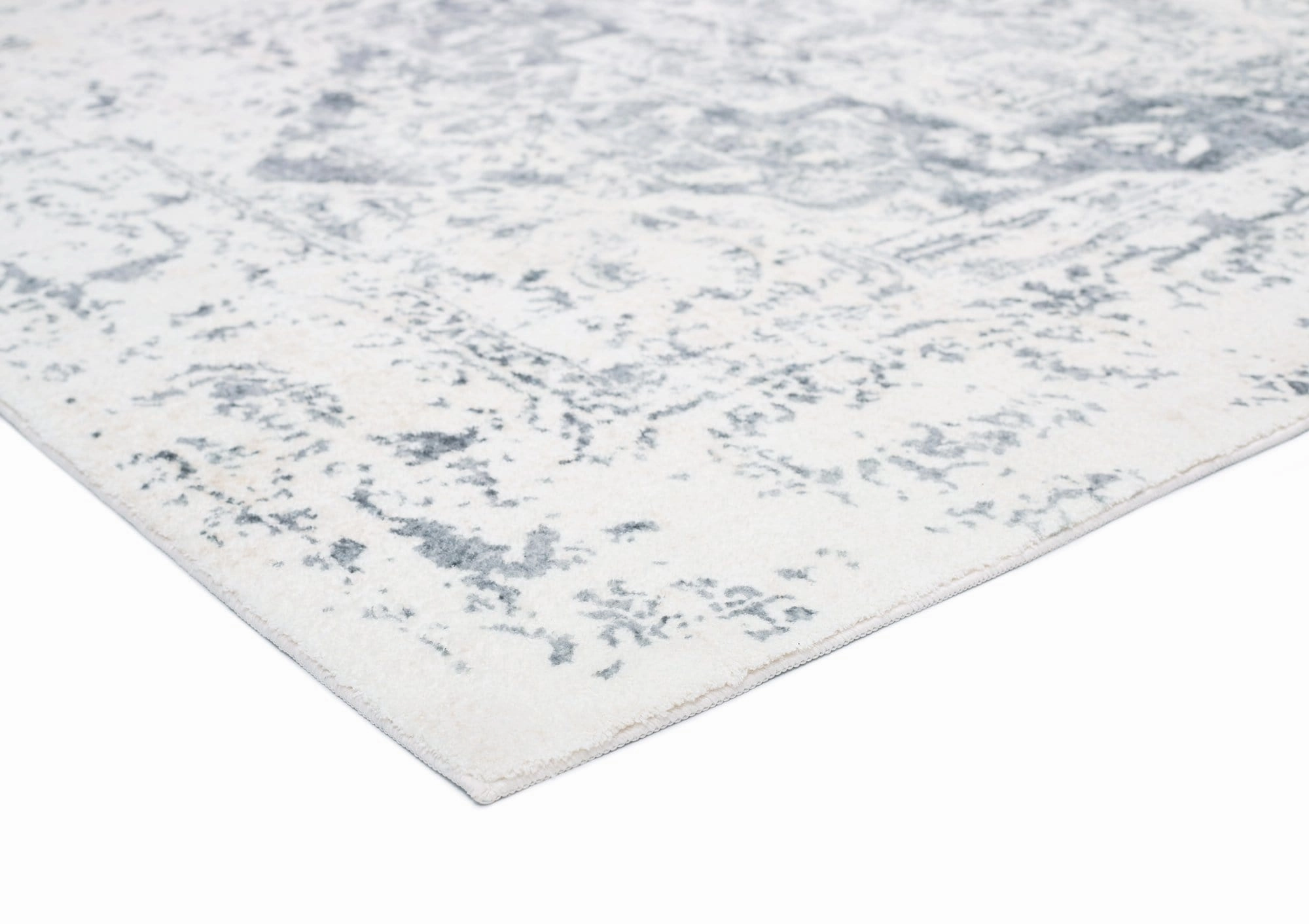 Yelina Cream and Grey Distressed Washable Rug