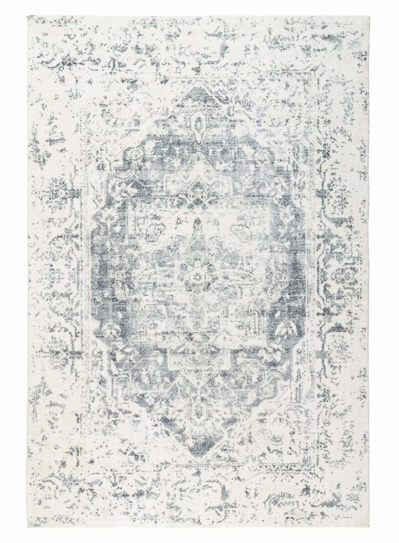 Yelina Cream and Grey Distressed Washable Rugmodern color block patchwork rug