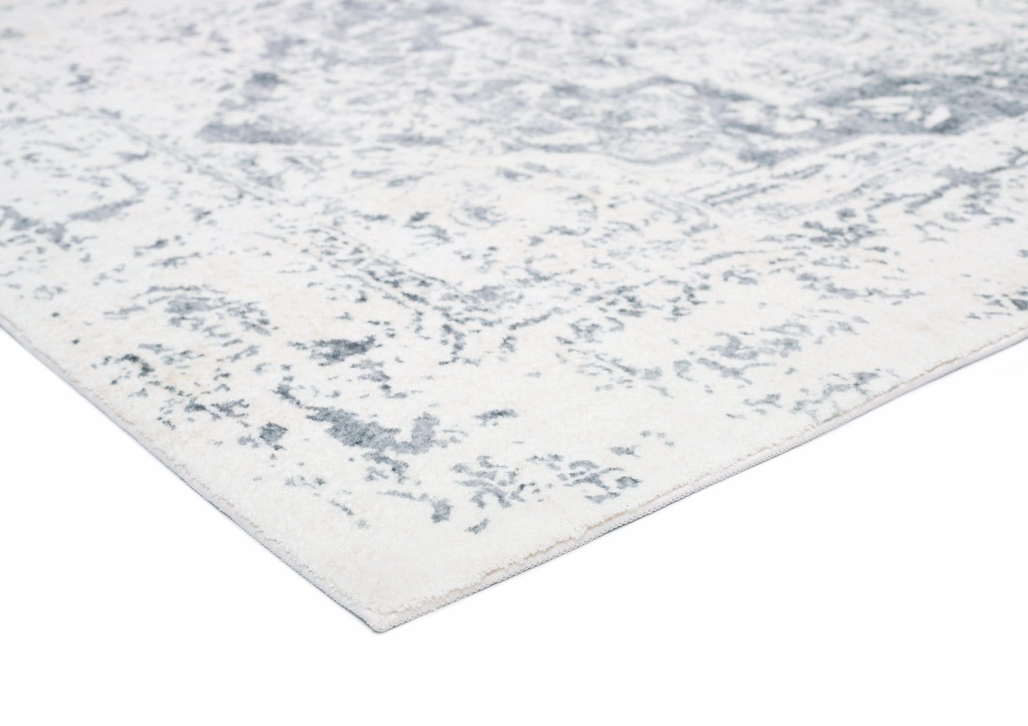 Yelina Cream and Grey Distressed Washable Runner Rug