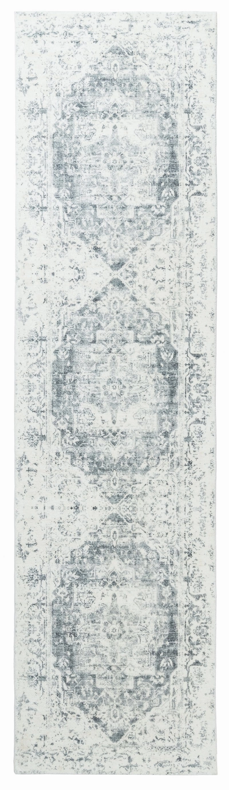 Yelina Cream and Grey Distressed Washable Runner Rugmodern color block patchwork rug