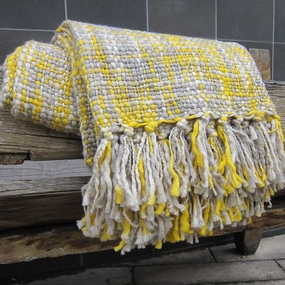 Yellow & Grey Throw Blanket with Tassleshome decoration ,modern home decor 