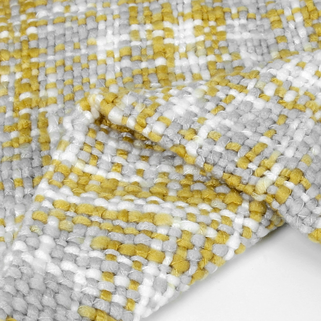 Yellow & Grey Throw Blanket with Tassles