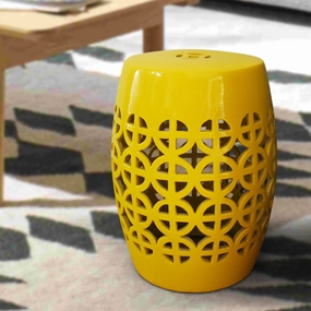 Yellow Ceramic Chinese Drum Stoolhome decor ,wall decor 
