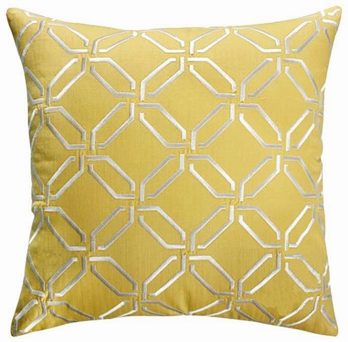 Yellow Embossed Pattern Throw Cushionhome decor ,wall decor 