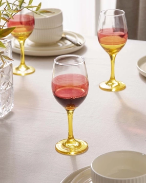 Yellow Tinted Base Wine Glass - Set Of 6modern kitchen decor ,kitchen dinner set ,dinnerware 