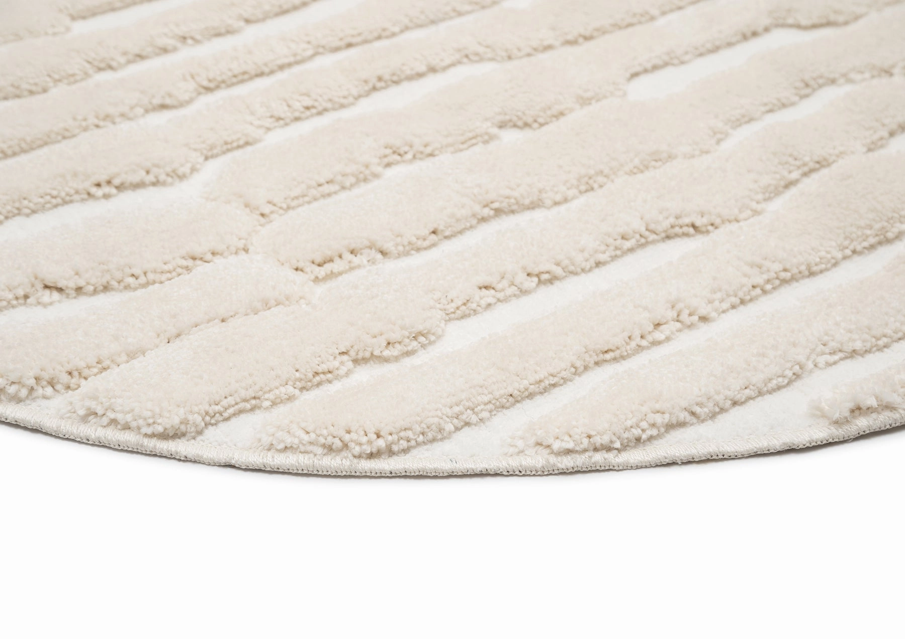 Yoanna Ivory Abstract Striped Round Rug