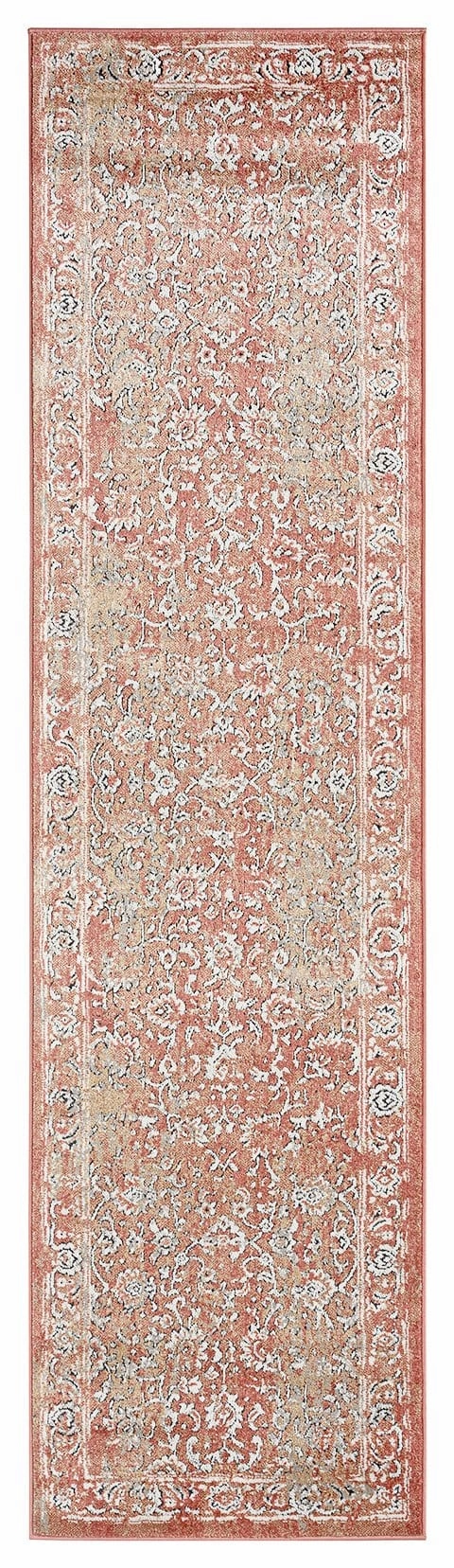 Yolanda Peach Terracotta Transitional Floral Motif Runner Rugmodern color block patchwork rug