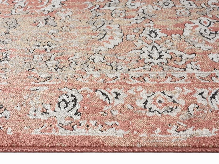 Yolanda Peach Terracotta Transitional Floral Motif Runner Rug *NO RETURNS UNLESS FAULTY