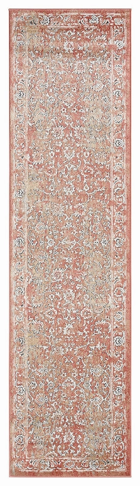 Yolanda Peach Terracotta Transitional Floral Motif Runner Rug *NO RETURNS UNLESS FAULTYmodern color block patchwork rug