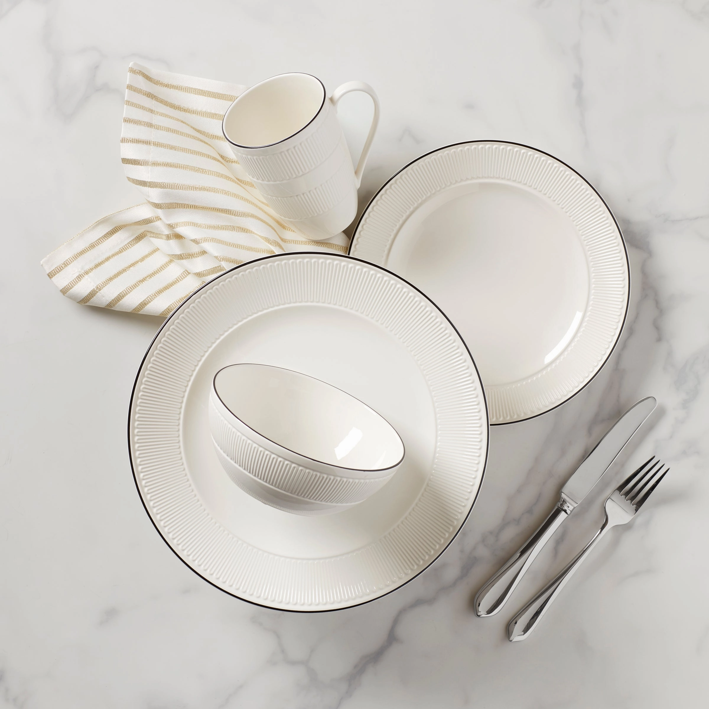 York Avenue 4-Piece Place Settingmodern kitchen decor ,kitchen dinner set ,dinnerware 