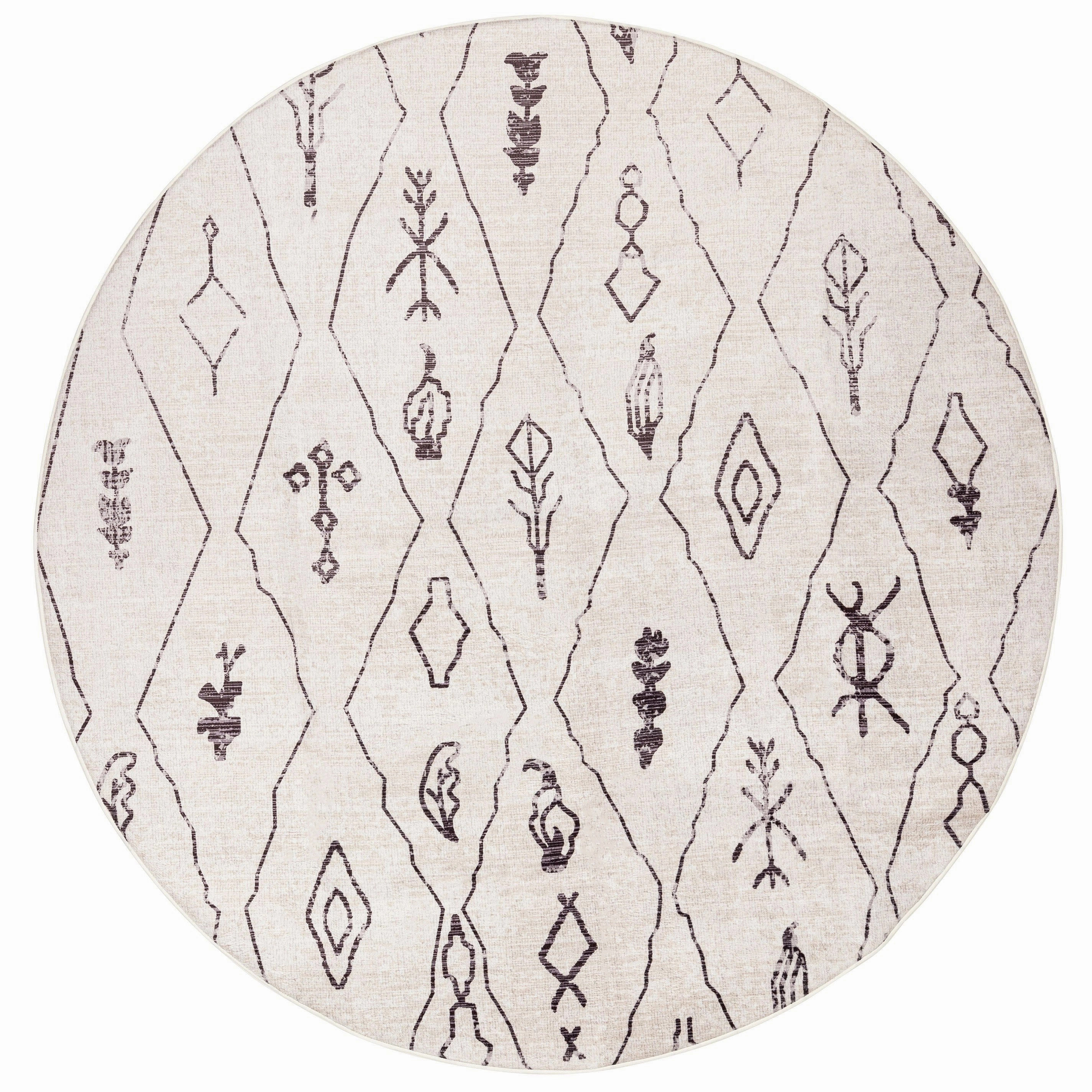 Yssa Brown Charcoal Plush Rollie Pollie Round Playmatmodern color block patchwork rug
