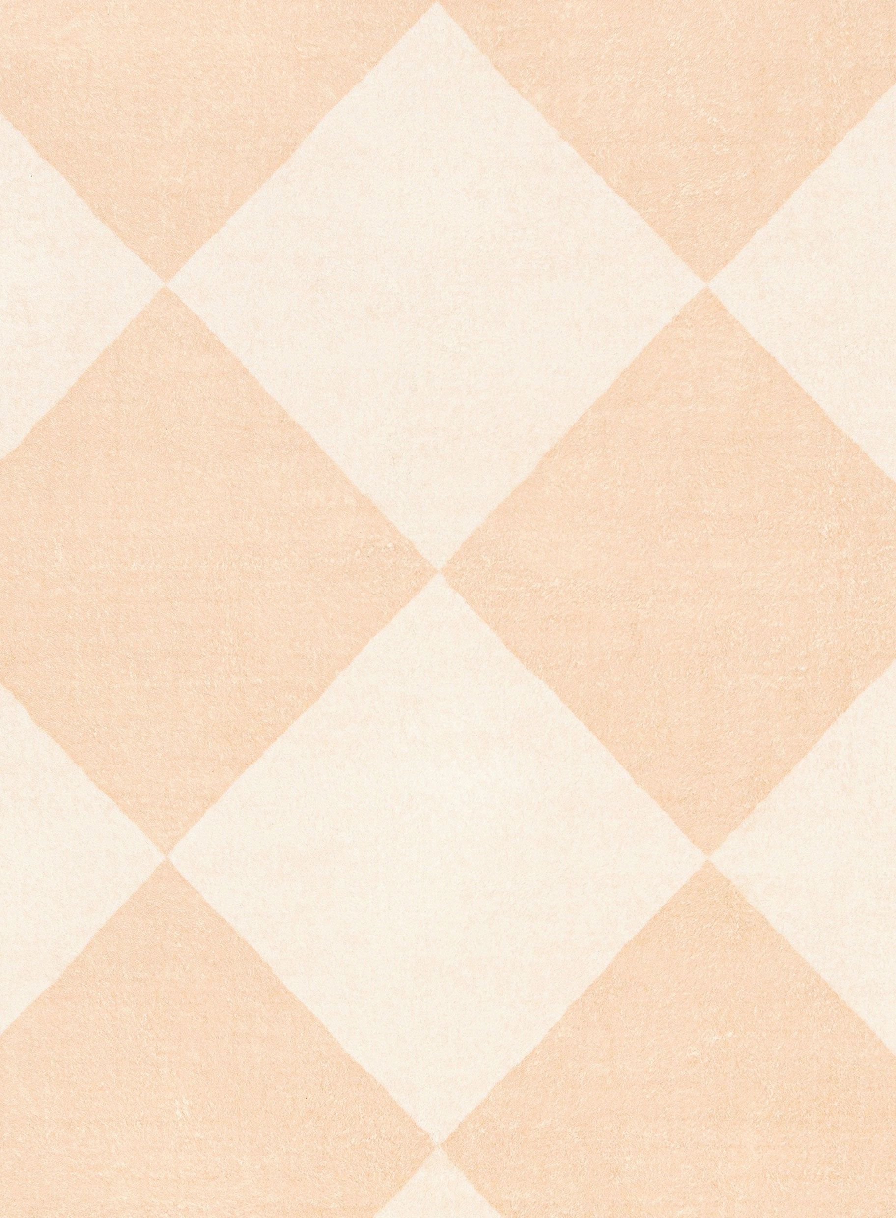 Yumi Peach Cream Checkered Washable Rug
