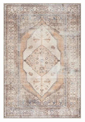 Yvana Brown and Beige Traditional Distressed Washable Rugmodern color block patchwork rug