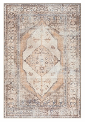 Yvana Brown and Beige Traditional Distressed Washable Rugmodern color block patchwork rug